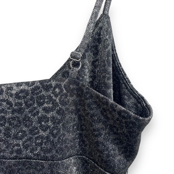 Wild Fable Top Womens Medium Black Leopard Print Shiny Spaghetti Strap Y2K Fairy - Picture 9 of 10